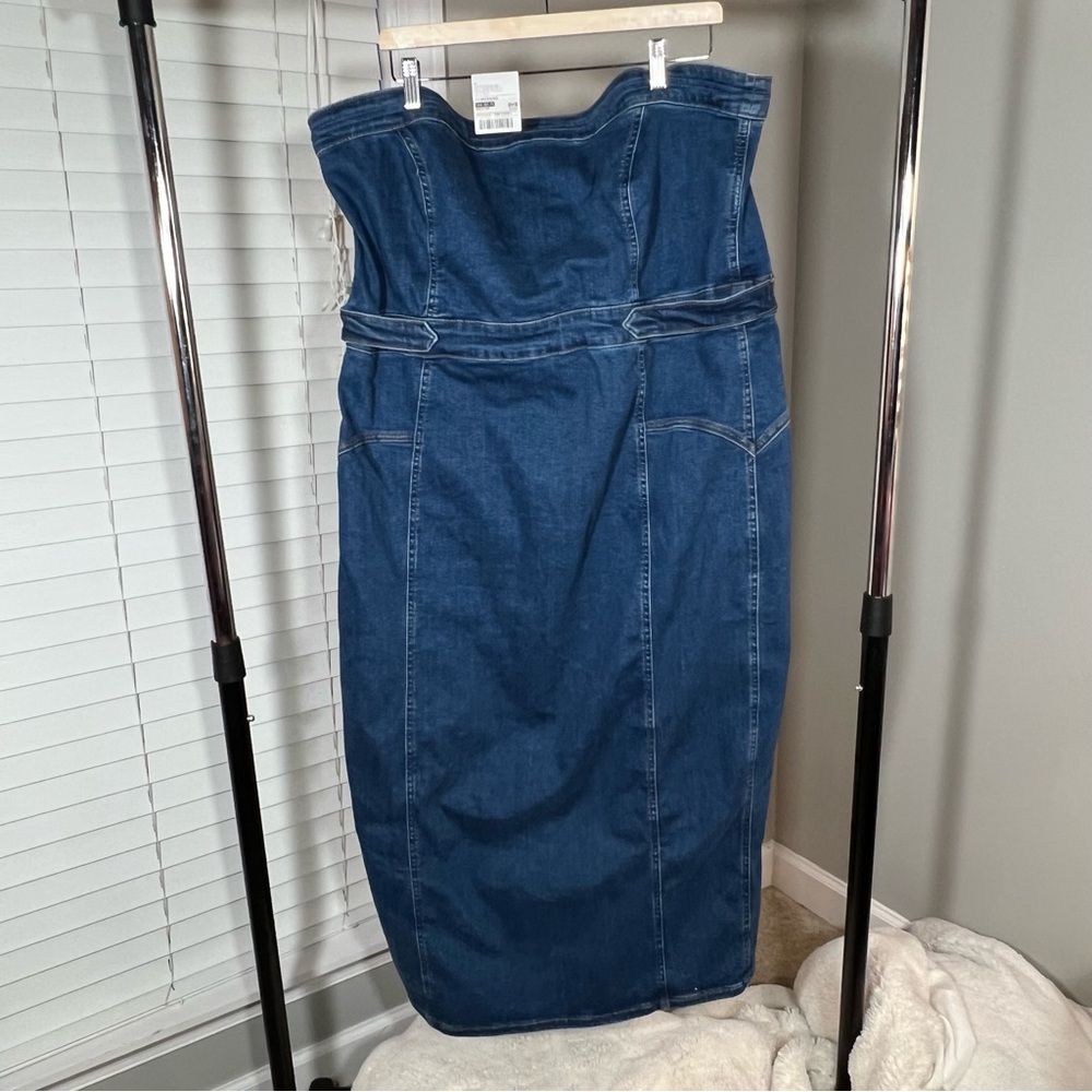 Good American Fit For Success Strapless Denim Tube Midi Dress – 4XL / Sz 22-24